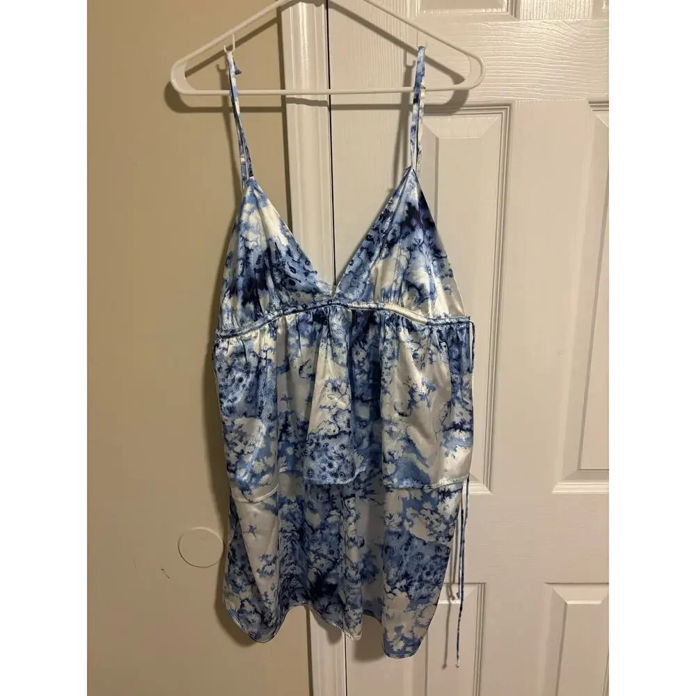 Beach Riot bathing suit cover dress blue and white sz L
